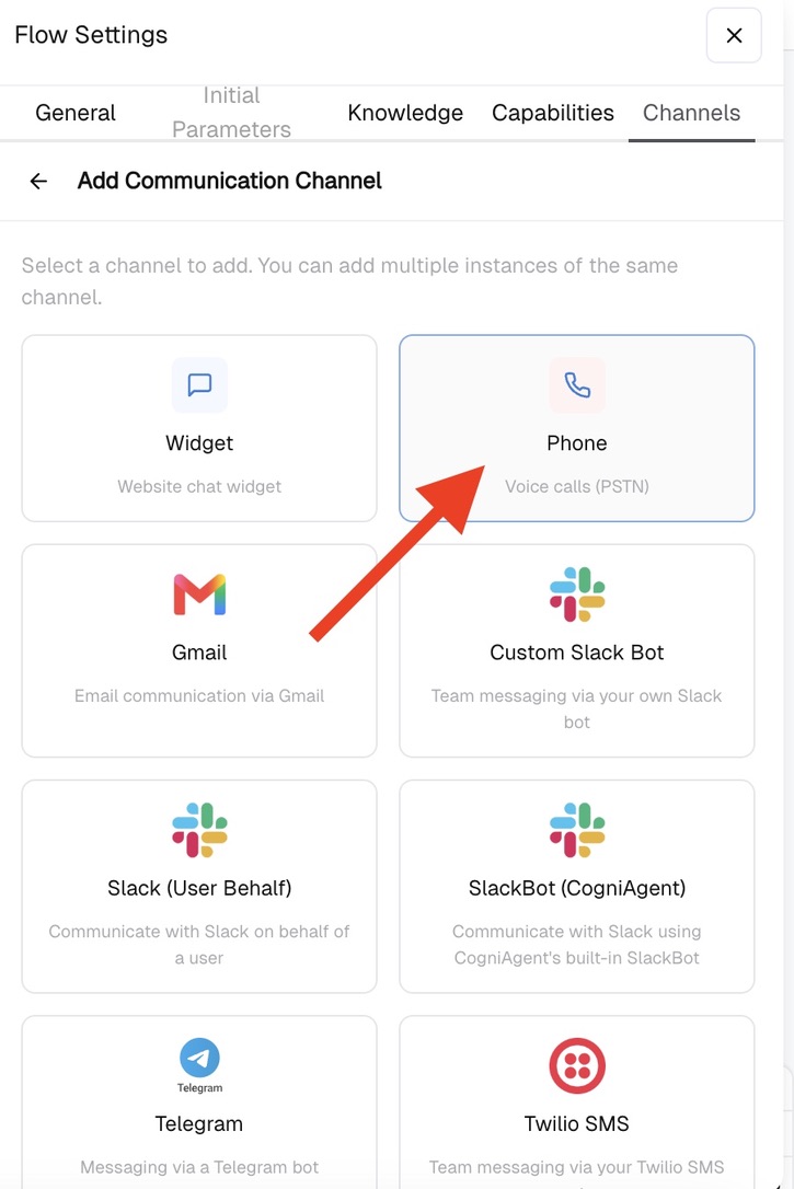 Phone Channel in CogniAgent