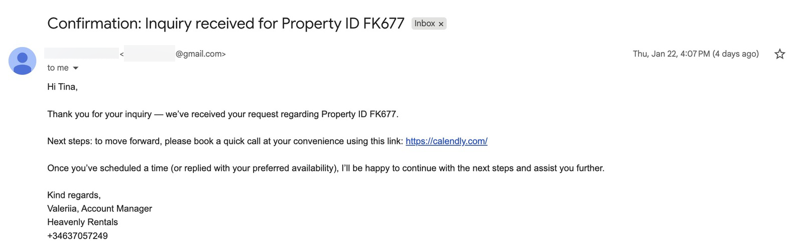 confirmation email